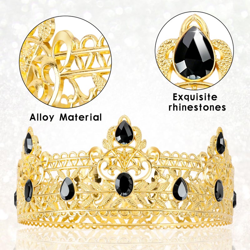 UlZDVUli Birthday King Crown, Birthday King Headband Tiara Sash Accessories Set for Men, Gold Black Crown Sash Decorations Party Favors for Boy - Image 3